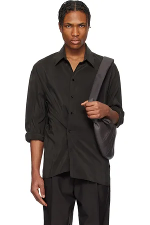 LEMAIRE Chemise brune à assemblage torsadé
