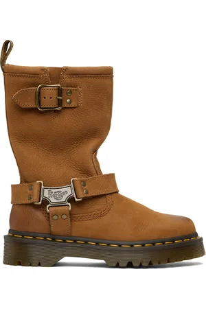 Dr. Martens Bottes motard hauteur mi-mollet Anistone brun clair en cuir