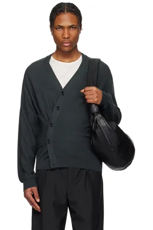 LEMAIRE Cardigan décontracté gris à assemblage torsadé