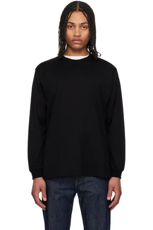 Auralee T-shirt à manches longues noir en jersey vanisé