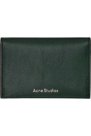 Acne Studios Porte-carte à deux volets vert en cuir