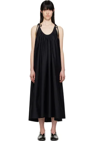 CO Robe longue noire à bretelles et à fronces