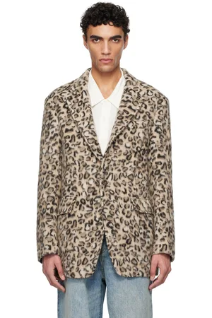 R13 Veston surdimensionné brun en tricot brossé