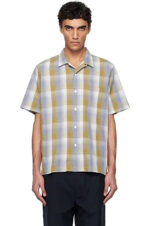 NANAMÍCA Chemise à manches courtes jaune et bleu en piqué à col ouvert - ONE OCEAN, ALL LANDS