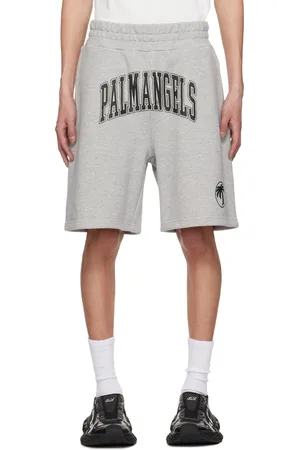Palm Angels Short gris à logo de style collégial et à image de palmier