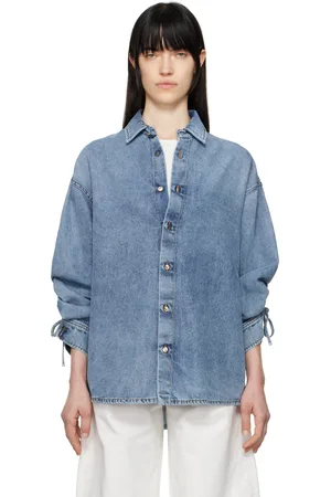 DARKPARK Chemise Keanu bleue en denim de TENCEL® à effet ruché