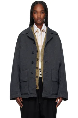 Maison Margiela Blouson de sport gris et bleu marine