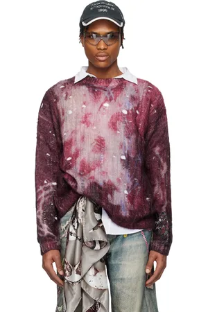 Acne Studios Pull mauve en tricot à image imprimée