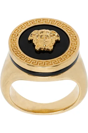 VERSACE Bague dorée à ornement en émail à logo Medusa