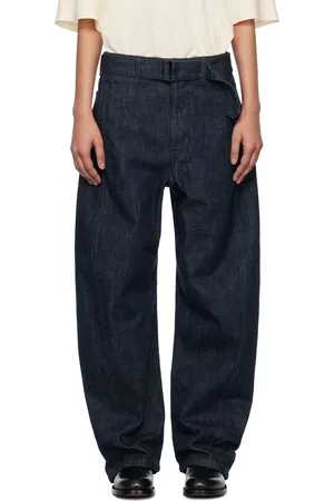 LEMAIRE Jean bleu à coutures extérieures torsadées et à ceinture