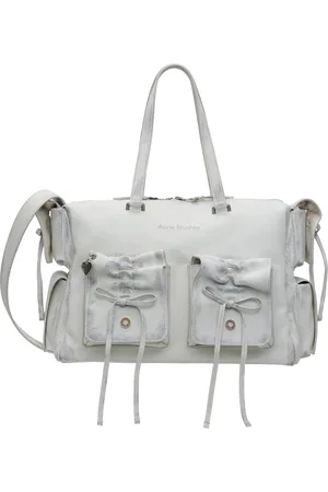 Acne Studios Cabas blanc et gris à poches