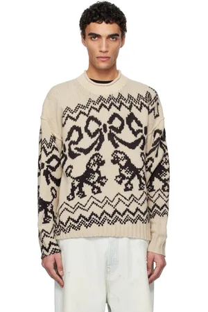 Acne Studios Pull Animation blanc cassé et noir