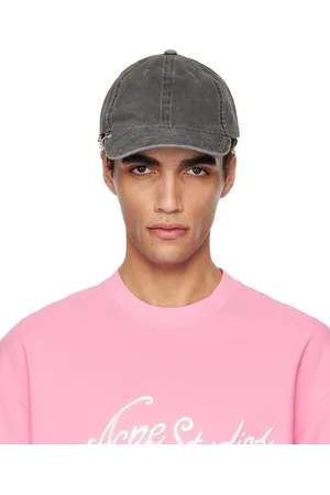 Acne Studios Casquette noire en sergé à breloque à logo