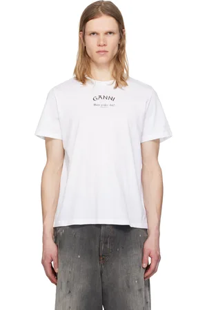 Ganni T-shirt décontracté blanc à col ras du cou