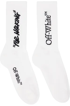 OFF-WHITE Chaussettes hauteur mollet blanches à texte