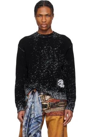 Acne Studios Pull noir et blanc à col ras du cou