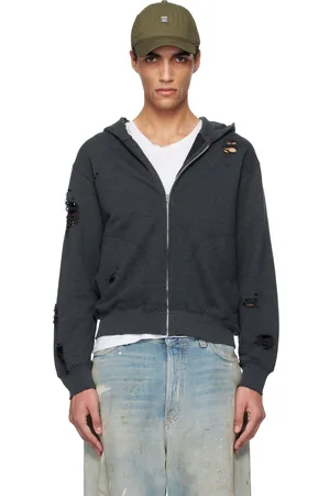 Acne Studios Pull à capuche noir à glissière