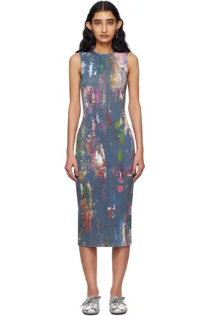 Acne Studios Robe midi bleue à panneau trompe l