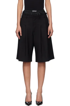 Marine Serre Short noir en sergé de laine vierge