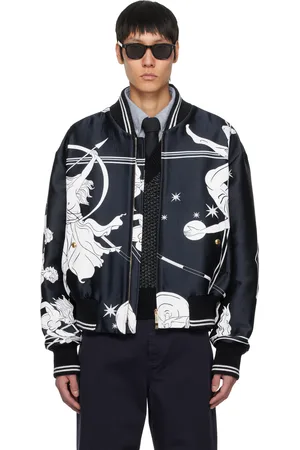Thom Browne Blouson aviateur surdimensionné bleu marine à images