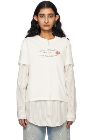 Acne Studios T-shirt étagé blanc cassé
