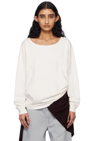 LEMAIRE T-shirt blanc cassé à encolure arrondie