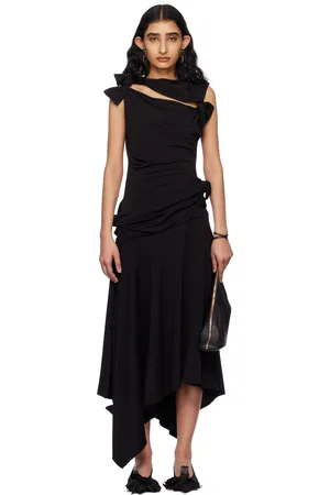 Acne Studios Robe midi noire à boucles à nouer