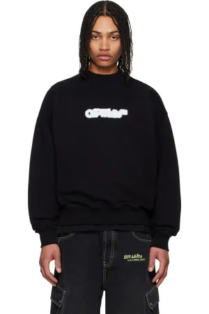 OFF-WHITE Pull molletonné noir de style planchiste à quatre flèches à effet aérosol