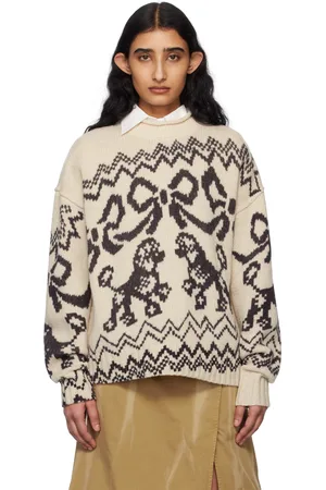 Acne Studios Pull blanc cassé à motif graphique imprimé