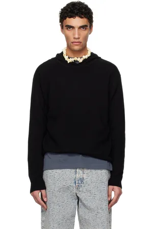 Acne Studios Pull à capuche noir en cachemire