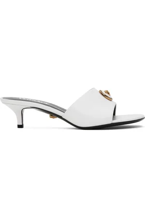 VERSACE Sandales à talon de 45 mm blanches à Medusa Alia