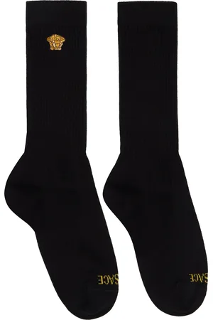 VERSACE Chaussettes noir et blanc à logo Medusa brodé
