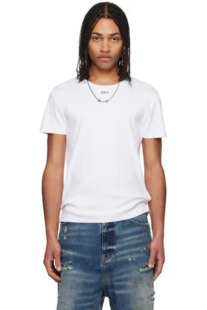 OFF-WHITE T-shirt blanc en jersey côtelé à logo