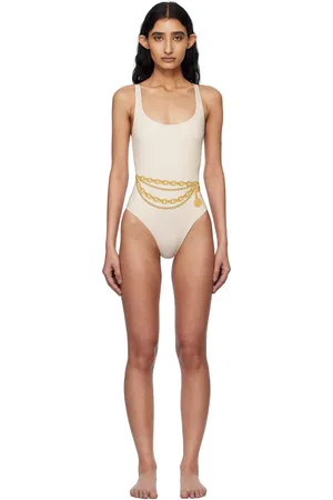 VERSACE Maillot de bain blanc cassé à encolure carrée