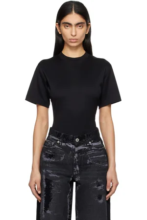 MUGLER Justaucorps de style corset noir en jersey à dos ouvert