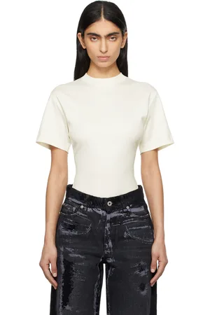 MUGLER Justaucorps de style corset blanc en jersey à dos ouvert