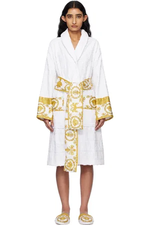 VERSACE Sortie-de-bain blanche à motif I Love Baroque