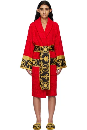 VERSACE Sortie-de-bain rouge à motif I Love Baroque