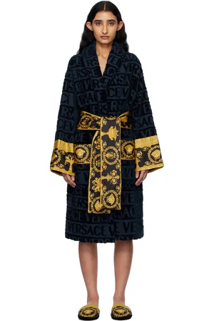 VERSACE Sortie-de-bain bleu marine à motif I Love Baroque