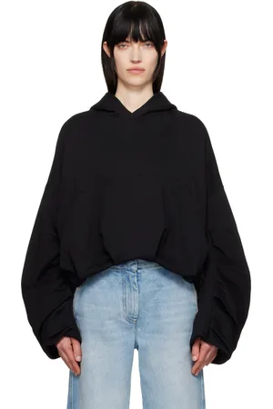 DRIES VAN NOTEN Pull à capuche noir à fronces
