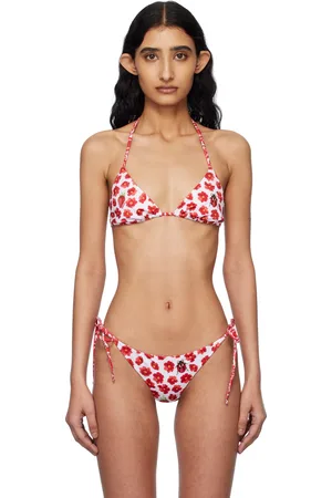 VERSACE Haut de bikini blanc et rouge à motif Strawberry Garden