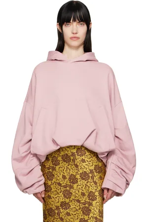 DRIES VAN NOTEN Pull à capuche rose à fronces