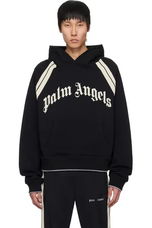 Palm Angels Pull à capuche de survêtement noir à logo incurvé
