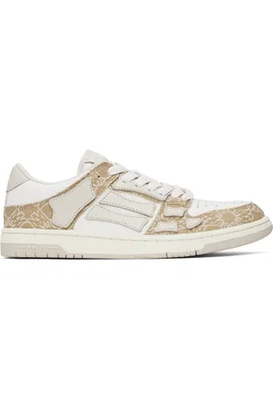 AMIRI Baskets basses beige et blanc à appliqués Skel Top et à quadrigrammes