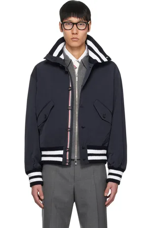 Thom Browne Blouson aviateur bleu marine en taffetas technique