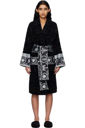 VERSACE Sortie-de-bain noire à motif I Love Baroque