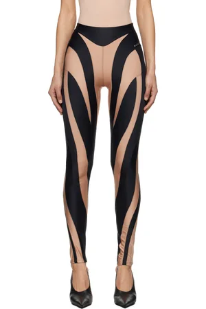 MUGLER Legging noir et brun clair à assemblage en spirale