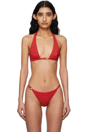 VERSACE Haut de bikini rouge à épingle de sureté