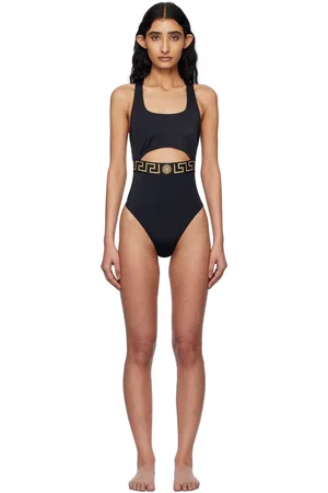 VERSACE Maillot de bain une pièce noir à motif Greca