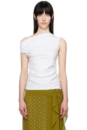 DRIES VAN NOTEN Débardeur blanc en jersey à épaule unique